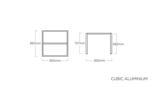 KETTLER CUBIC Tischgestell
95 x 95 x 73 cm – silber Ansicht 2