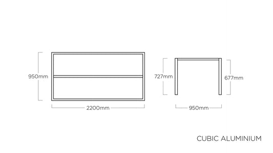 KETTLER CUBIC Tischgestell
220 x 95 x 73 cm – silber Ansicht 2