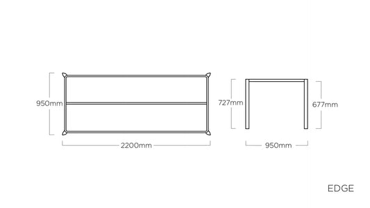 KETTLER EDGE Tischgestell 220 x 95 cm – anthrazit Ansicht 2