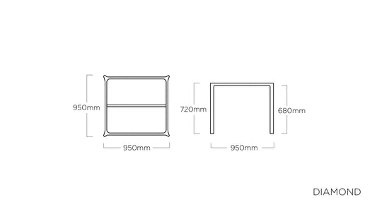 KETTLER DIAMOND Tischgestell 95 x 95 cm – anthrazit Ansicht 2