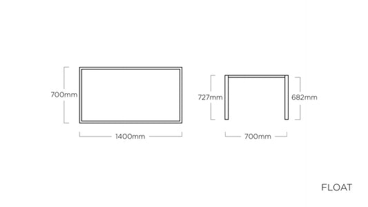 KETTLER FLOAT Tischgestell 140 x 70 cm – silber Ansicht 2