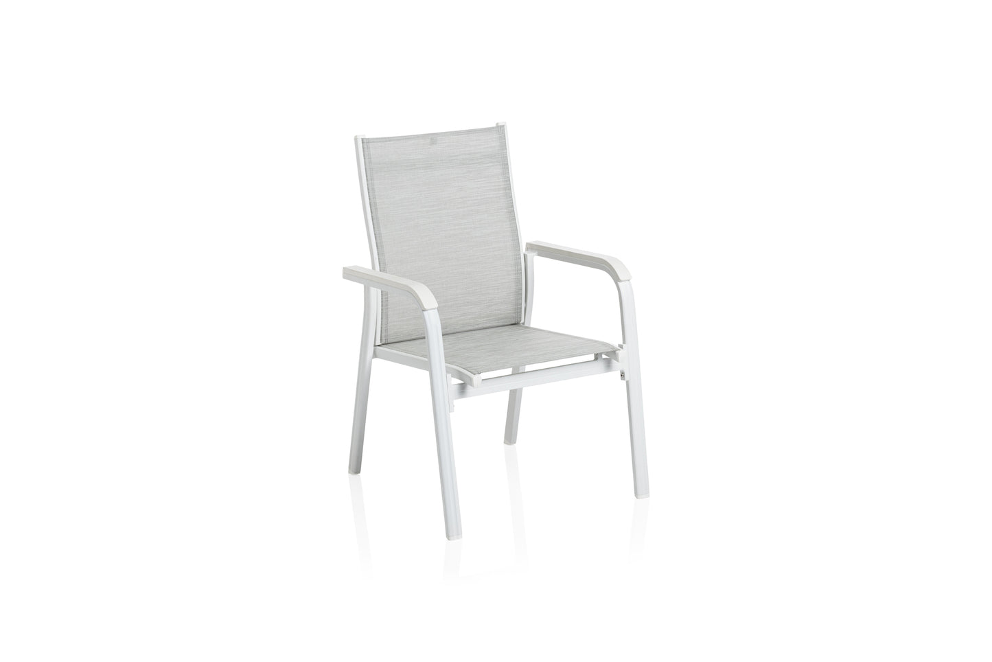 KETTLER Basic Plus Stapelsessel weiß matt/hellgrau , Aluminium/Outdoorgewebe