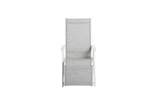 KETTLER Basic Plus Relaxsessel weiß matt/hellgrau , Aluminium/Outdoorgewebe
