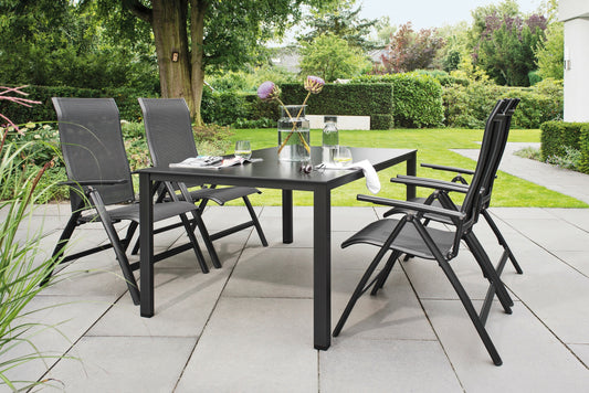 Esstisch Terrasse Seitenansicht schwarz Gartenmöbel