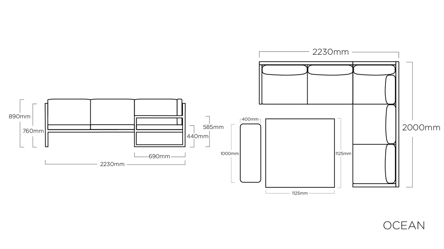 KETTLER OCEAN Casual Dining Dininglounge Aluminium/Polyester Anthrazit/Grau