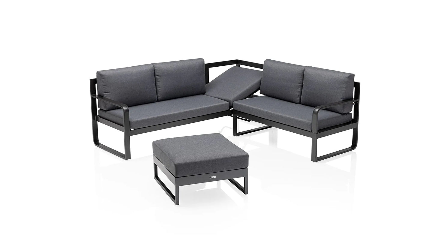 KETTLER OCEAN Casual Dining Dininglounge Aluminium/Polyester Anthrazit/Grau mit Hocker