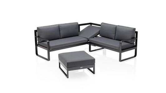 KETTLER OCEAN Casual Dining Dininglounge Aluminium/Polyester Anthrazit/Grau mit Hocker