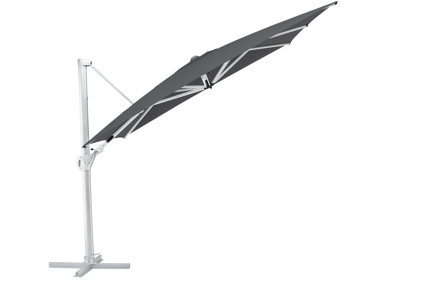 KETTLER Ampelschirm EASY SWING 300cm x 300cm UPF 50+ inkl. Abdeckhaube+Schirmständer - Gestell silber