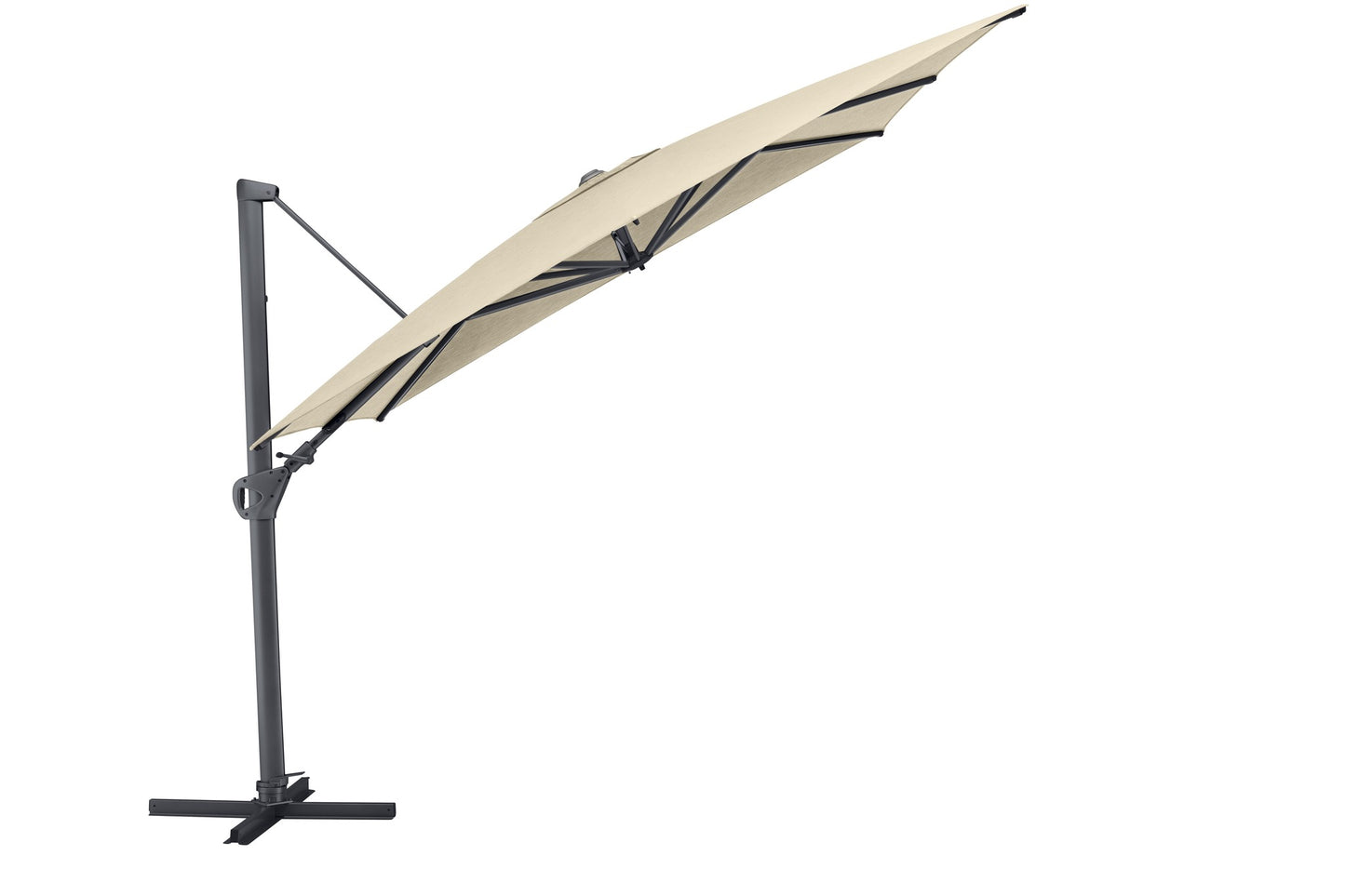 KETTLER Ampelschirm EASY SWING 300cm x 300cm UPF 50+ inkl. Abdeckhaube+Schirmständer - Gestell anthrazit matt
