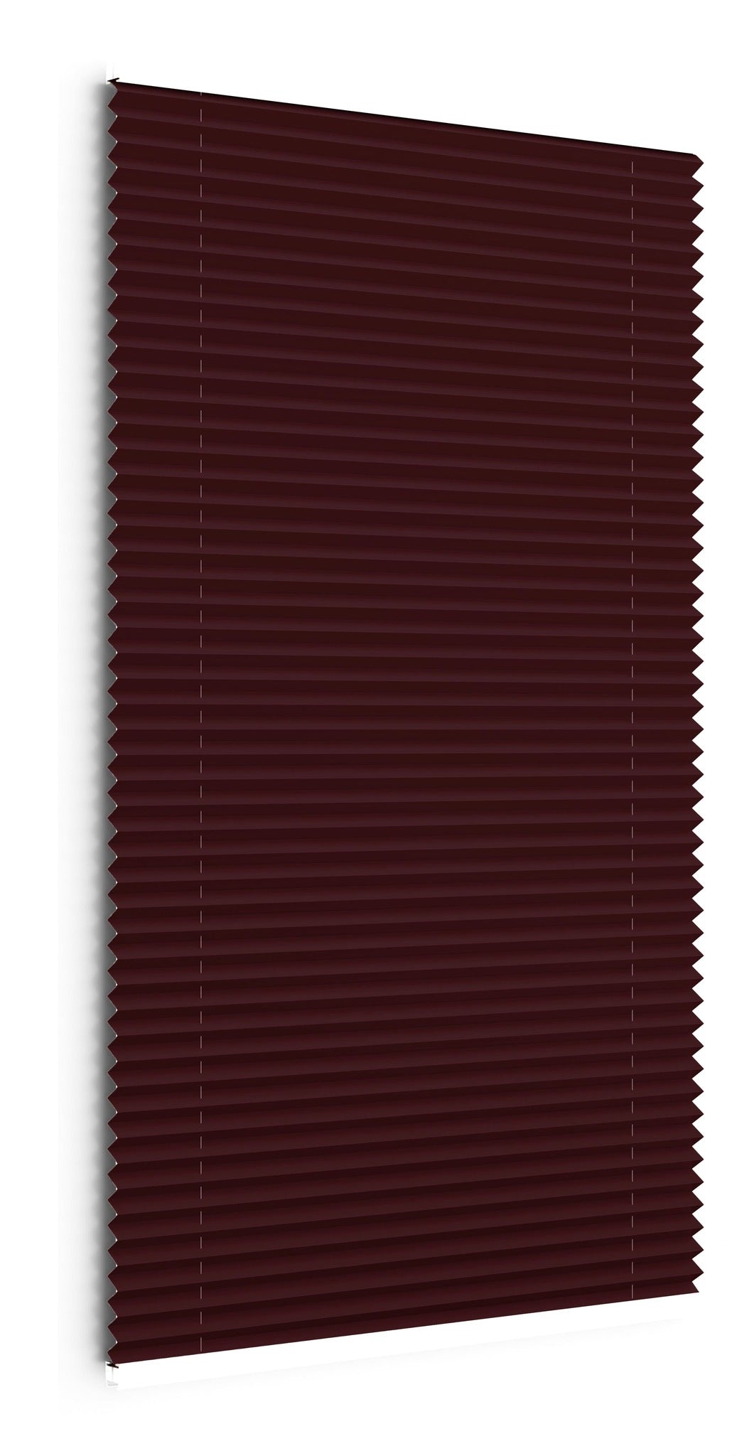 Plissee Fenster dunkel rot Sonnenschutz