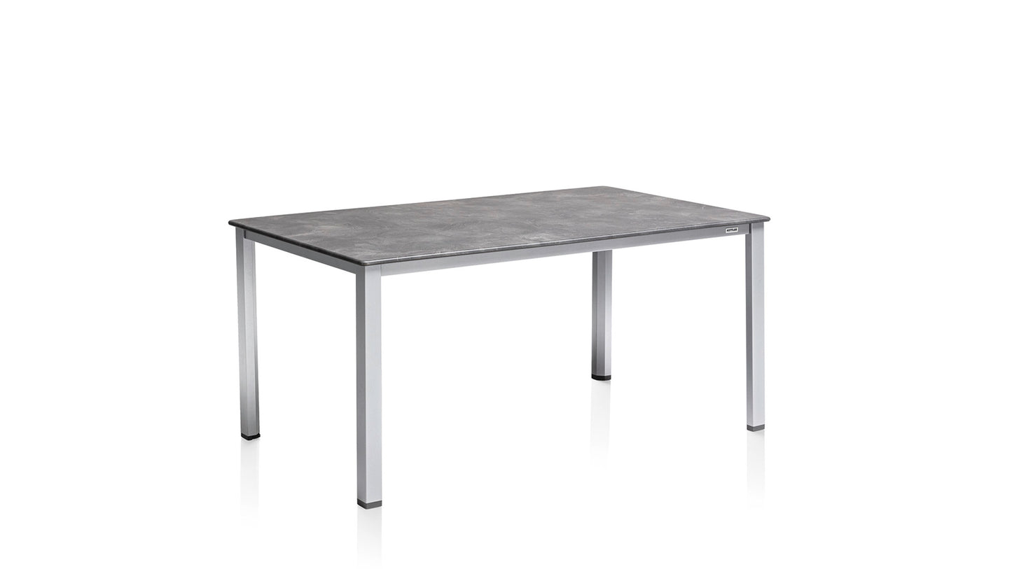 KETTLER KETTALUX CUBIC DINING-TISCH 160 x 90cm, silber/Schiefer anthrazit, Aluminium