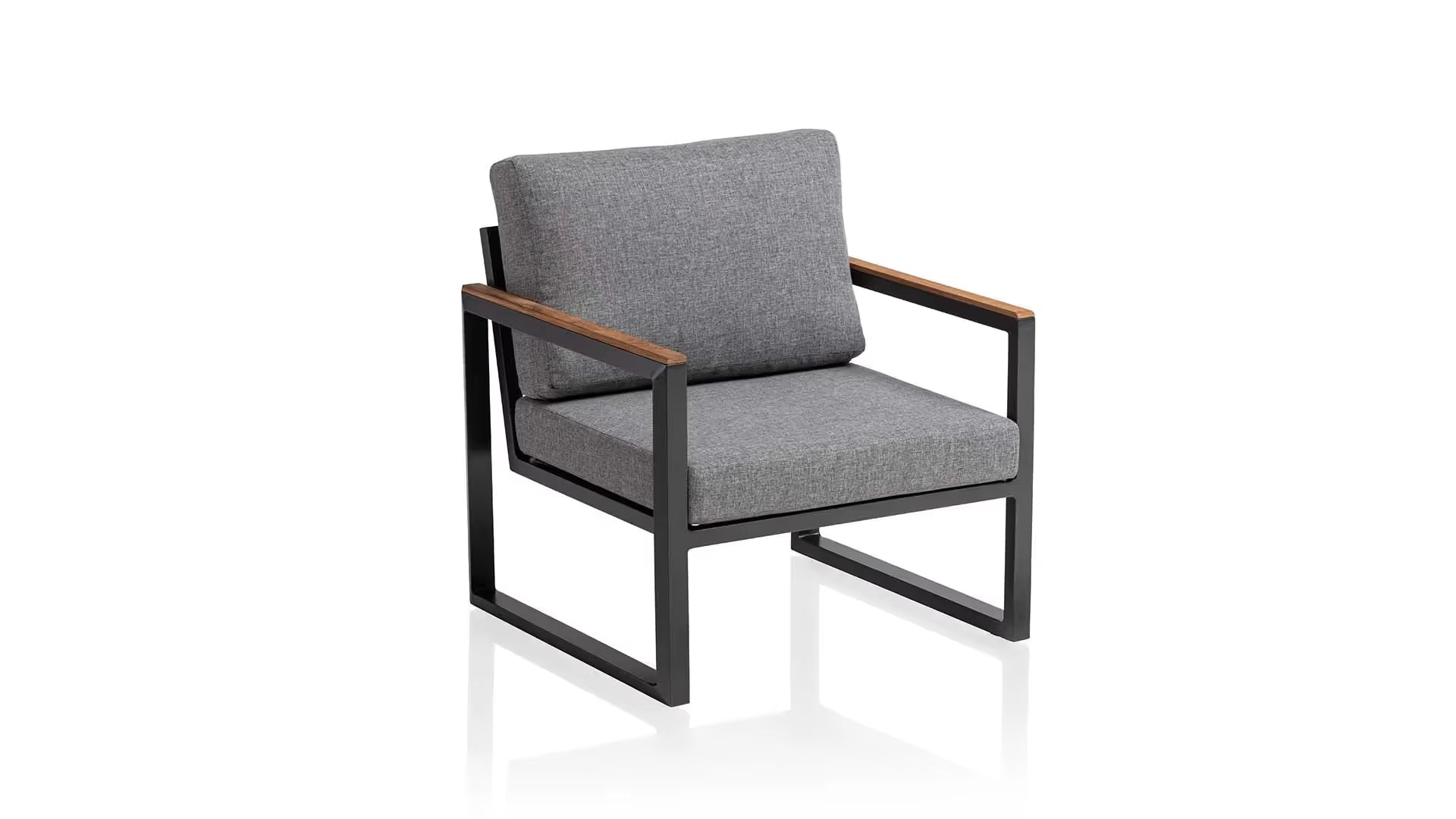 KETTLER OCEAN SKID Sessel mit Teakarmlehne anthrazit/hellgrau meliert