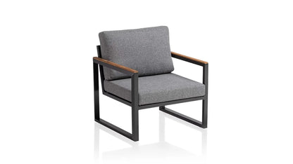 KETTLER OCEAN SKID Sessel mit Teakarmlehne anthrazit/hellgrau meliert