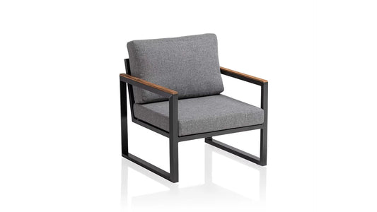 KETTLER OCEAN SKID Sessel mit Teakarmlehne anthrazit/hellgrau meliert