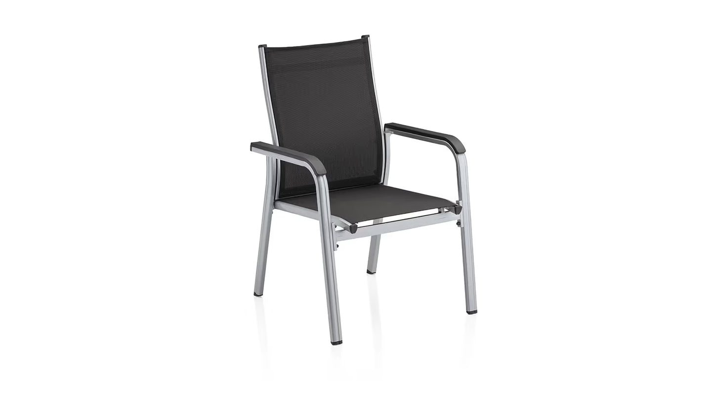 KETTLER BASIC PLUS Stapelsessel zerlegt – silber/anthrazit Ansicht 1