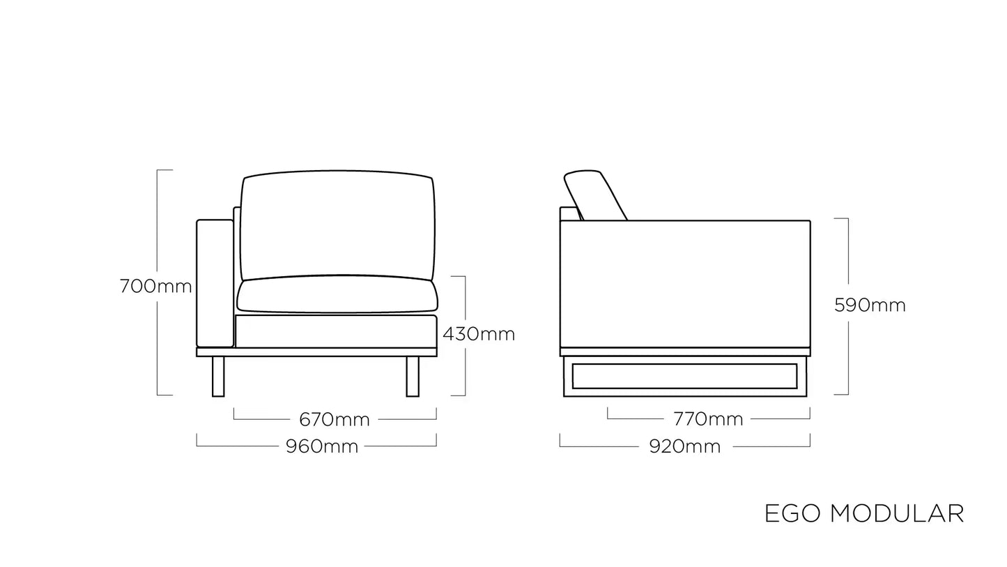 KETTLER EGO MODULAR Endteil links – anthrazit/ sooty Ansicht 2