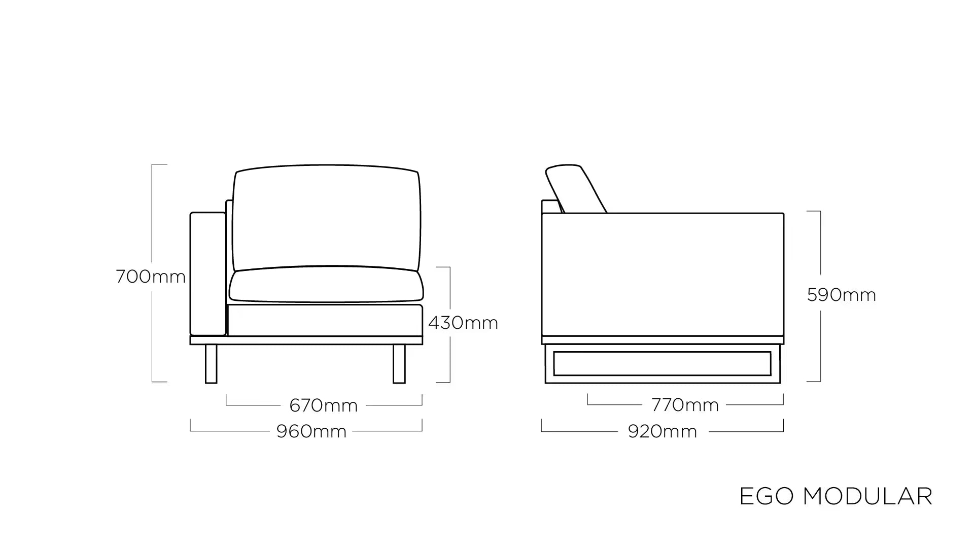 KETTLER EGO MODULAR Endteil links – anthrazit/ sooty Ansicht 2