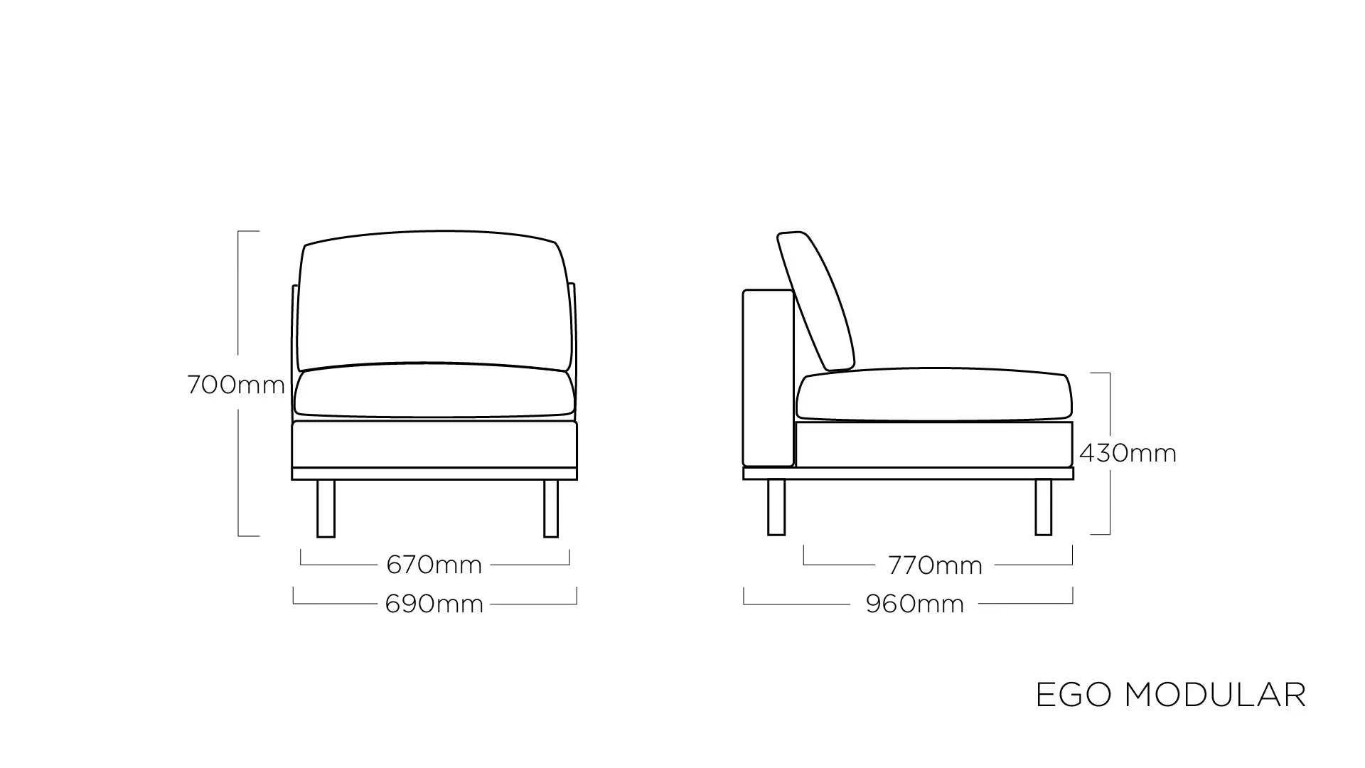 KETTLER EGO MODULAR Mittelteil – anthrazit/ sooty Ansicht 2