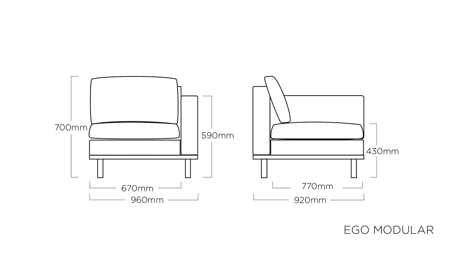 KETTLER EGO MODULAR Endteil rechts – anthrazit/ sooty Ansicht 2