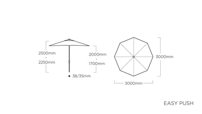 KETTLER EASY PUSH Stockschirm anthrazit matt/ terrakotta
Ø 300 cm – anthrazit matt/ terrakotta Ansicht 2