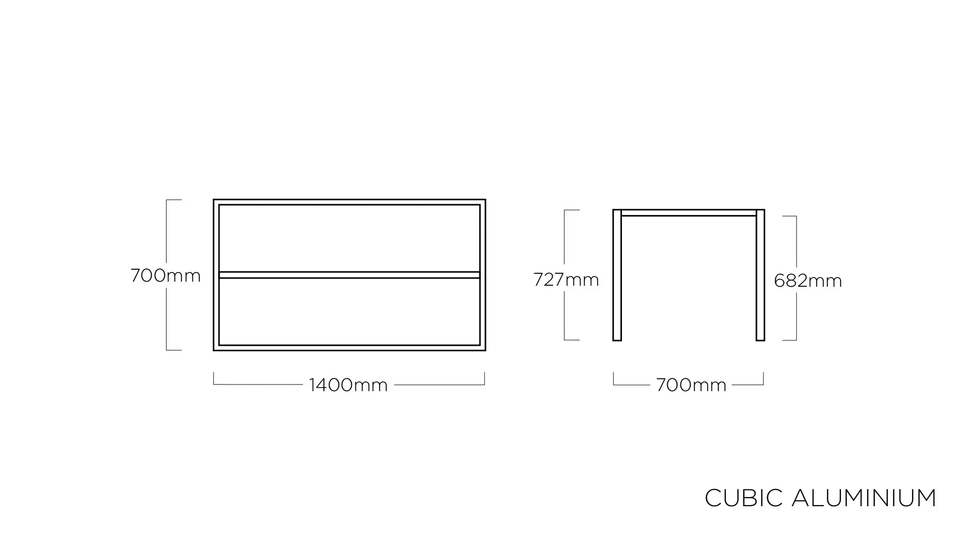 KETTLER CUBIC Tischgestell
140 x 70 x 73 cm – anthrazit Ansicht 2