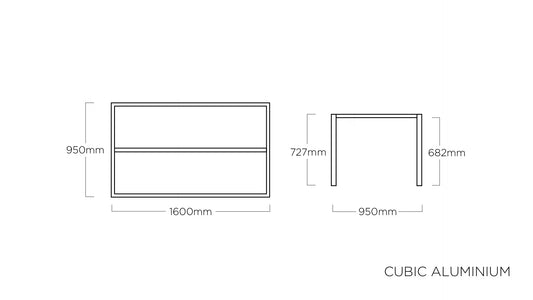 KETTLER CUBIC Tischgestell
160 x 95 x 73 cm – weiß matt Ansicht 2