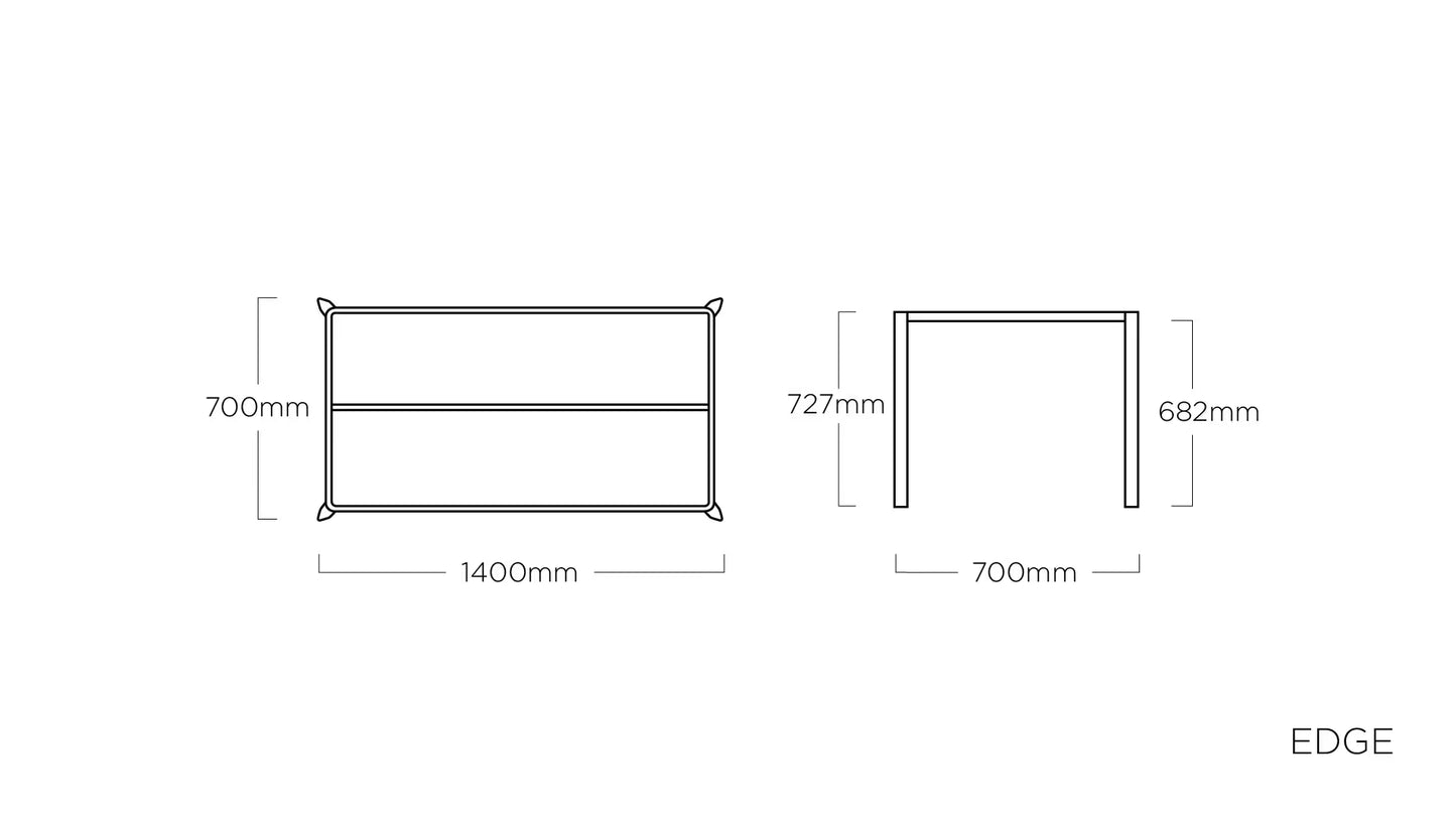 KETTLER EDGE Tischgestell 140 x 70 cm – silber Ansicht 2