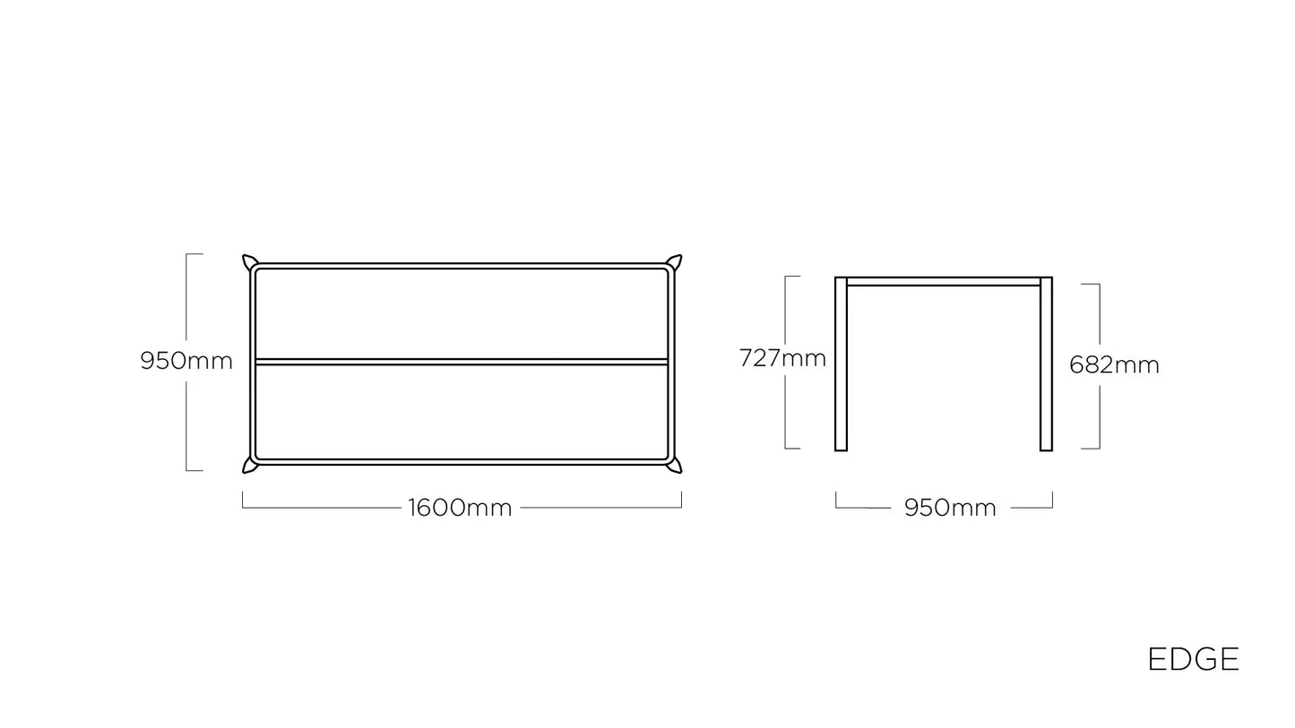 KETTLER EDGE Tischgestell 160 x 95 cm – silber Ansicht 2