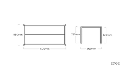 KETTLER EDGE Tischgestell 160 x 95 cm – silber Ansicht 2