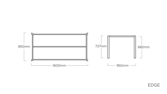 KETTLER EDGE Tischgestell 160 x 95 cm – silber Ansicht 2