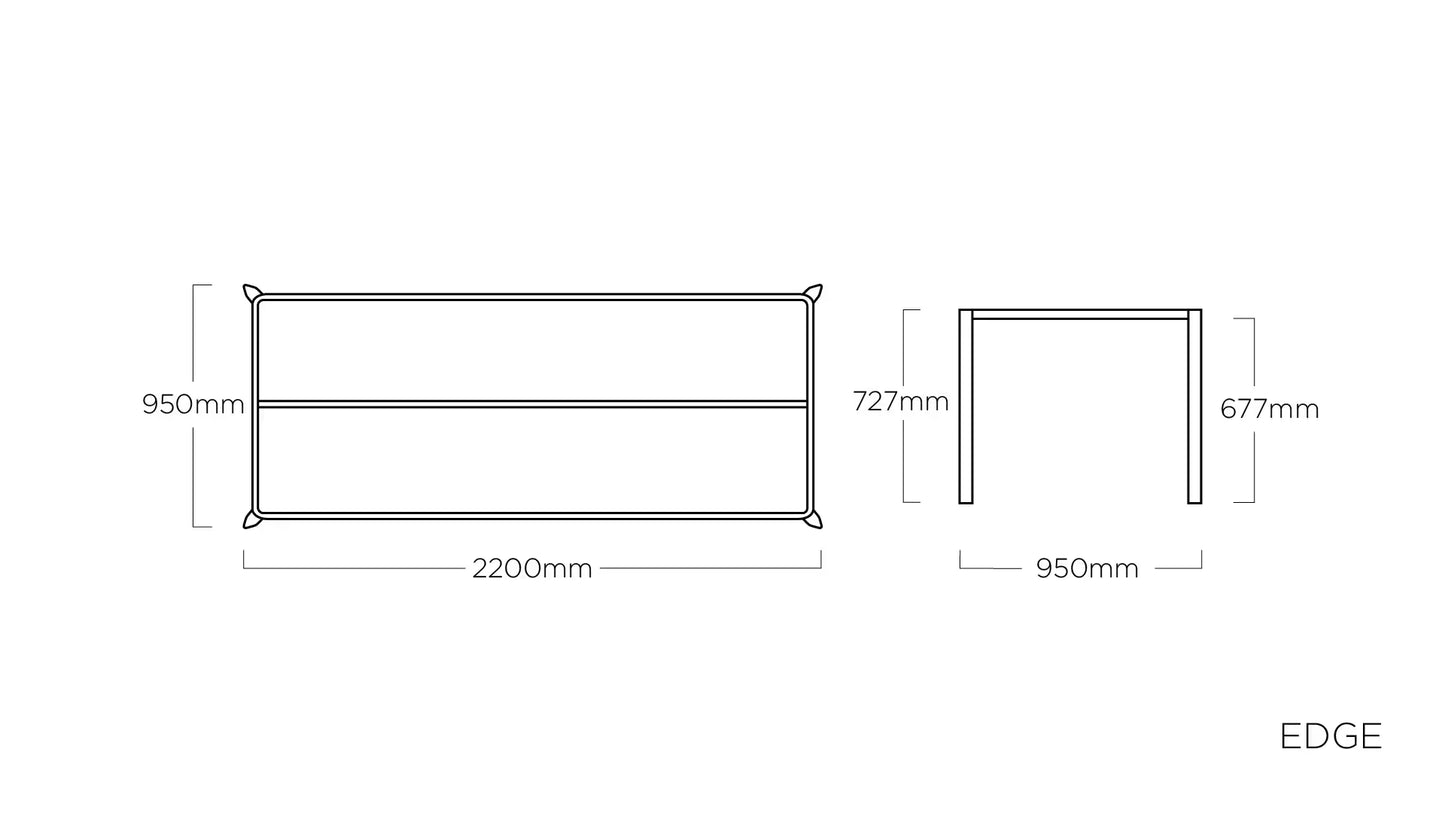 KETTLER EDGE Tischgestell 220 x 95 cm – silber Ansicht 2