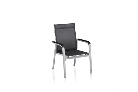 KETTLER BASIC+ PREMIUM Stapelsessel zerlegt – silber/ Lakritz Ansicht 1