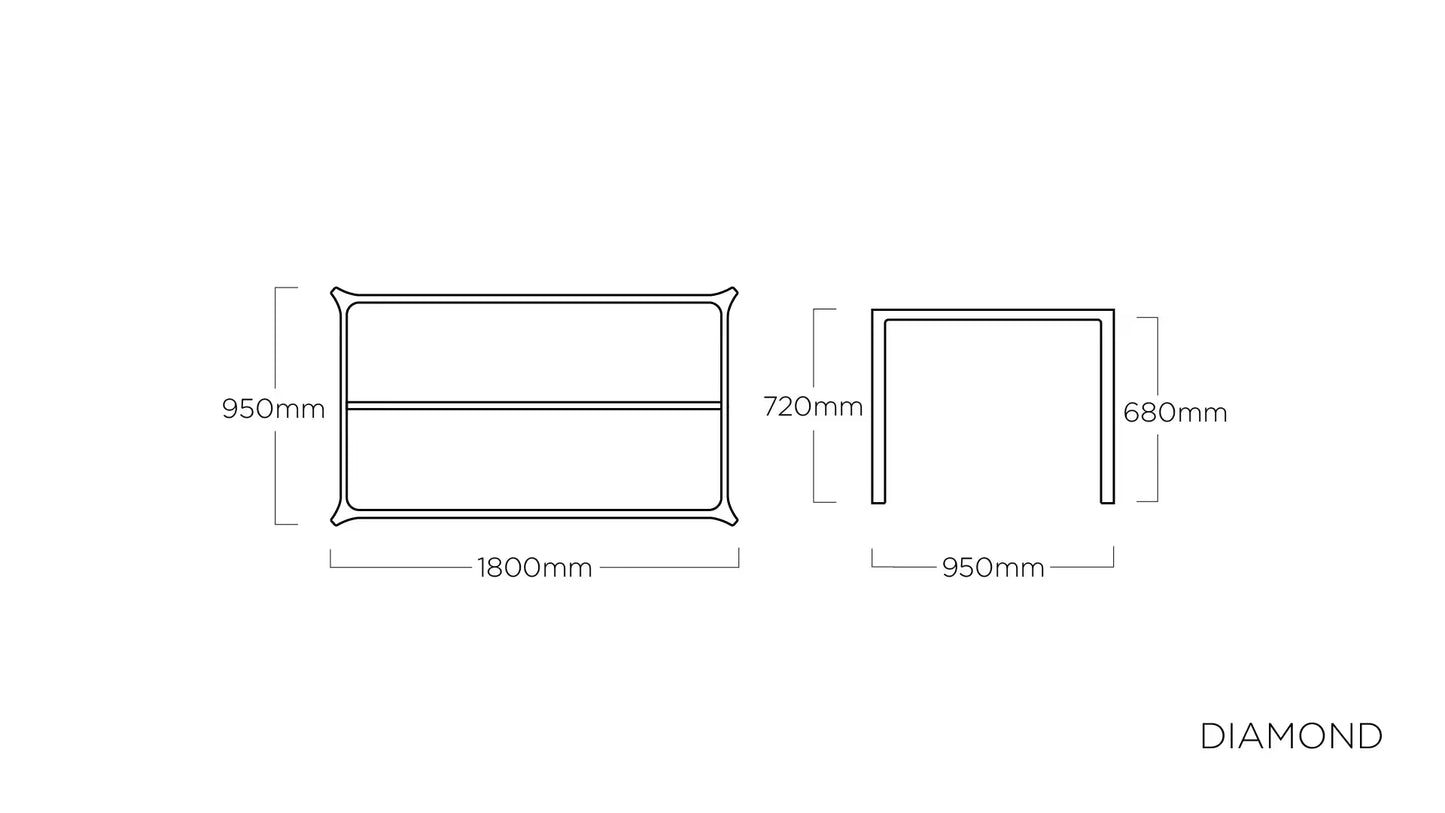 KETTLER DIAMOND Tischgestell 180 x 95 cm – anthrazit Ansicht 2
