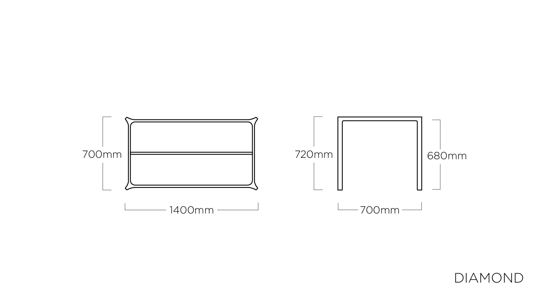 KETTLER DIAMOND Tischgestell 140 x 70 cm – anthrazit Ansicht 2