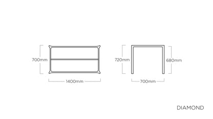 KETTLER DIAMOND Tischgestell 140 x 70 cm – anthrazit Ansicht 2