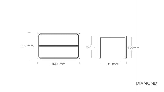 KETTLER DIAMOND Tischgestell 160 x 95 cm – anthrazit Ansicht 2