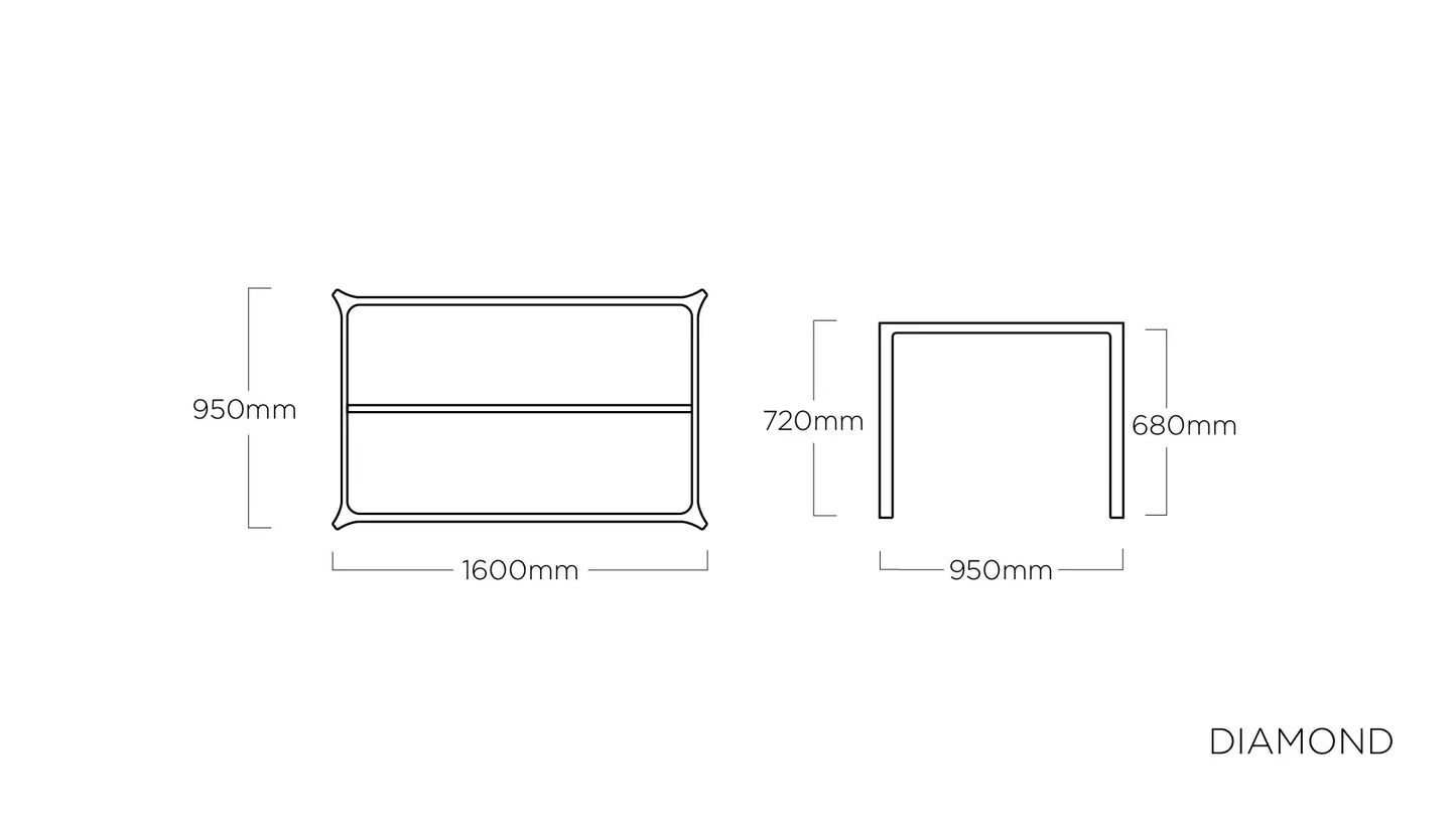 KETTLER DIAMOND Tischgestell 160 x 95 cm – weiß matt Ansicht 2