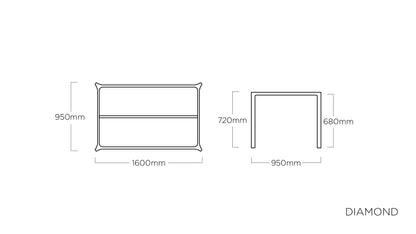 KETTLER DIAMOND Tischgestell 160 x 95 cm – weiß matt Ansicht 2