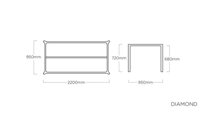 KETTLER DIAMOND Tischgestell 220 x 95 cm – anthrazit Ansicht 2