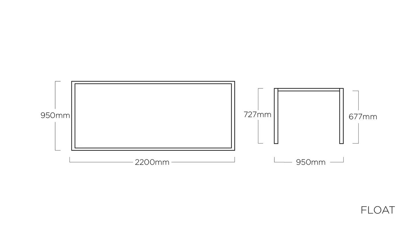 KETTLER FLOAT Tischgestell 220 x 95 cm – silber Ansicht 2