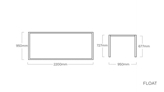 KETTLER FLOAT Tischgestell 220 x 95 cm – silber Ansicht 2