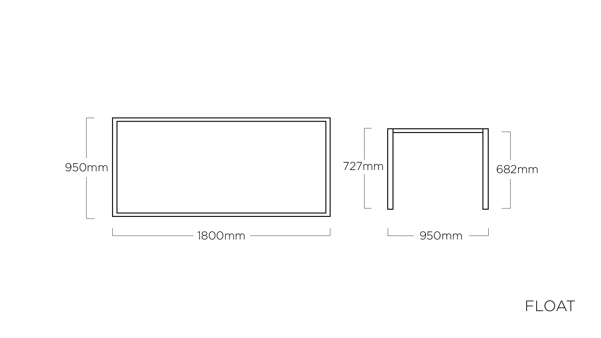 KETTLER FLOAT Tischgestell 180 x 95 cm – silber Ansicht 2