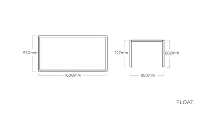 KETTLER FLOAT Tischgestell 160 x 95 cm – silber Ansicht 2