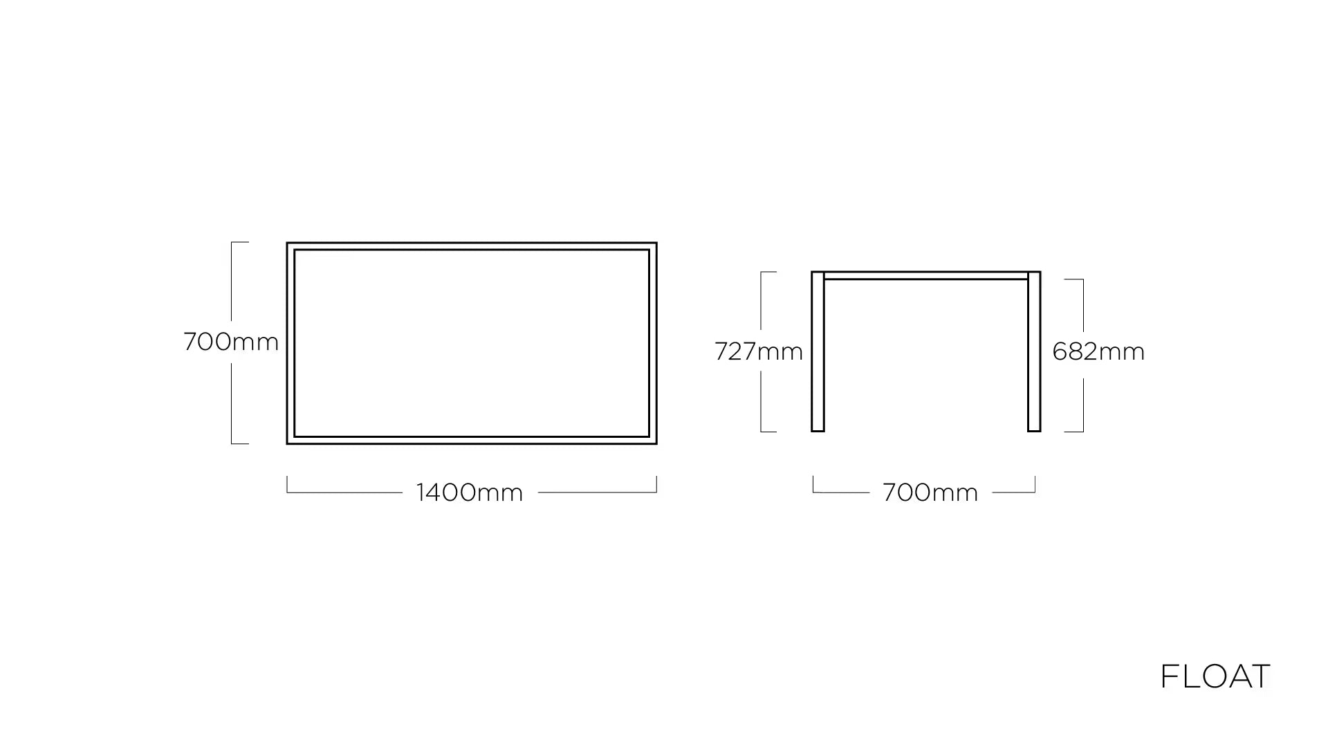 KETTLER FLOAT Tischgestell 140 x 70 cm – silber Ansicht 2