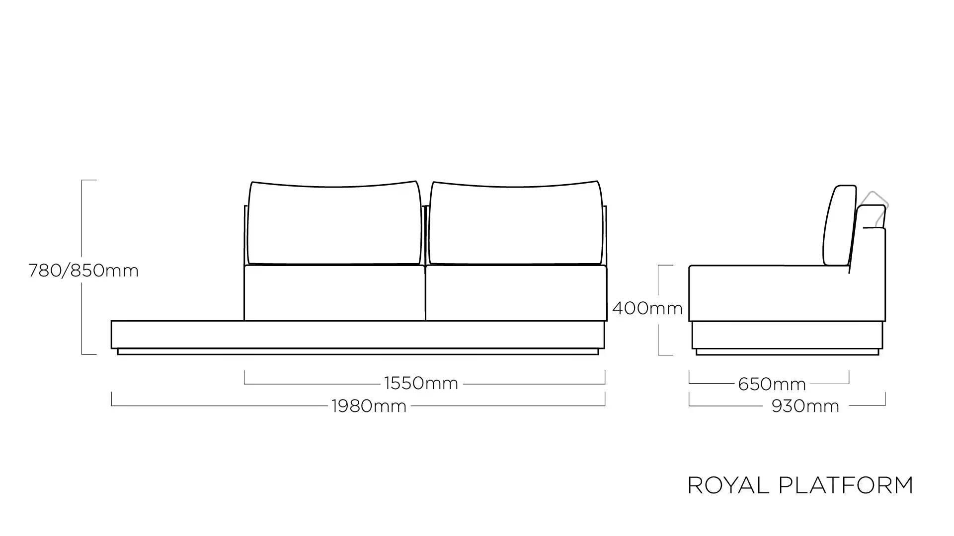 KETTLER ROYAL PLATFORM 2-Sitzer – anthrazit/ natur/ sooty Ansicht 2