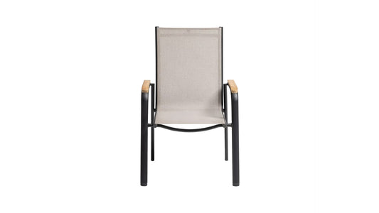 KETTLER MANHATTAN Stapelsessel mit Teak – schwarz matt/ Dublin Ansicht 2