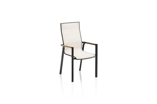 KETTLER SENSE Black-Line Stapelsessel – schwarz matt/ beige Ansicht 1