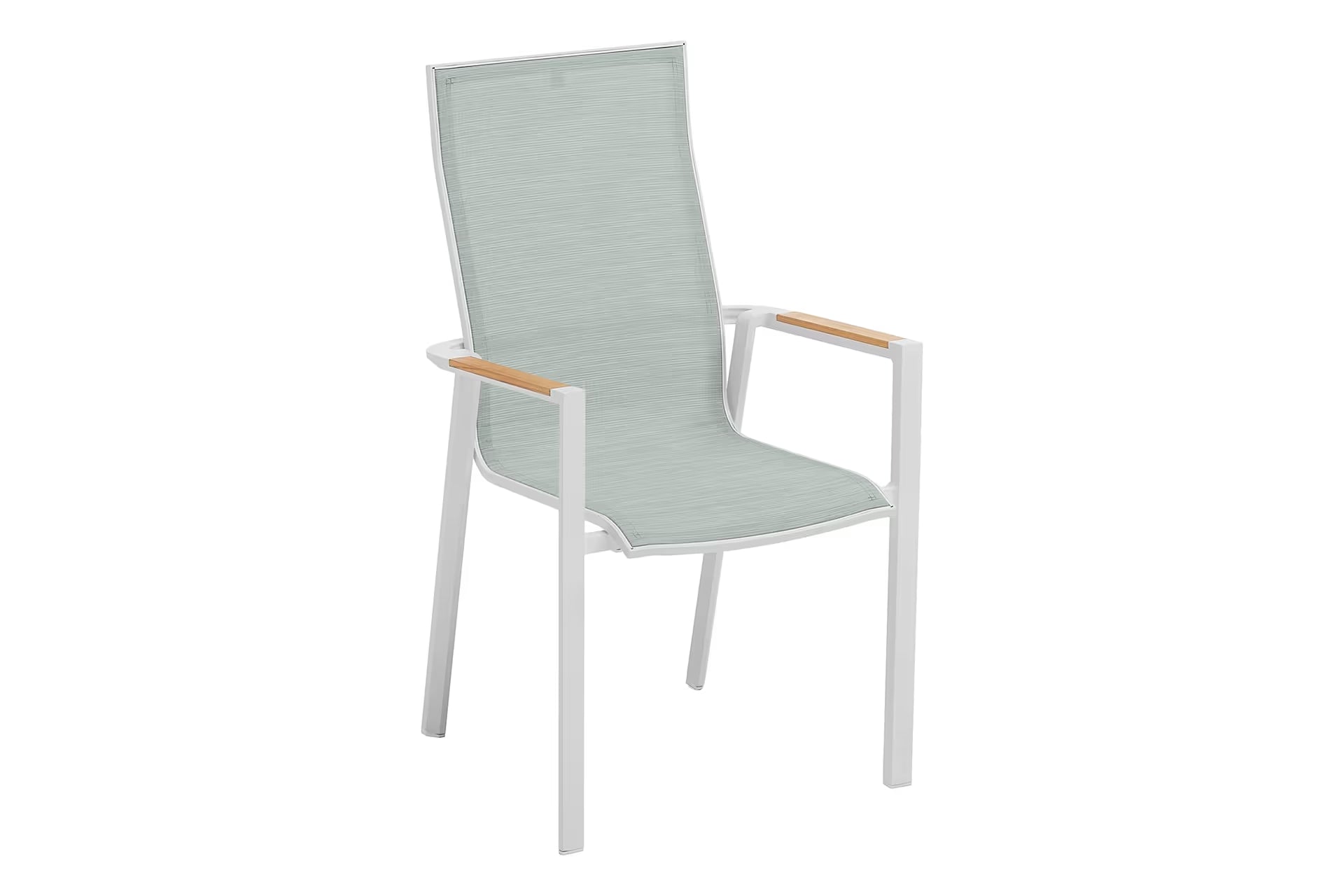 KETTLER SENSE Stapelsessel hoher Rücken – weiß matt/ aqua/ natur Ansicht 1