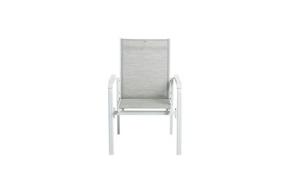 KETTLER Basic Plus Stapelsessel weiß matt/hellgrau , Aluminium/Outdoorgewebe