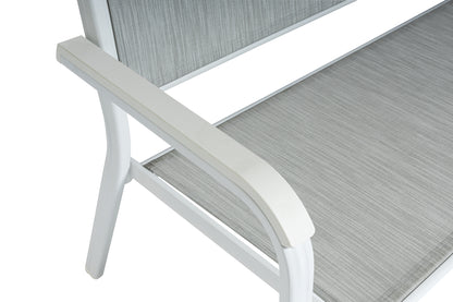 KETTLER Basic Plus 2er-Bank weiß matt/hellgrau , Aluminium/Outdoorgewebe